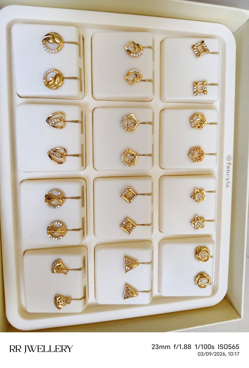 Elegant Micro Gold-Plated Daily Wear Stud Earrings Set