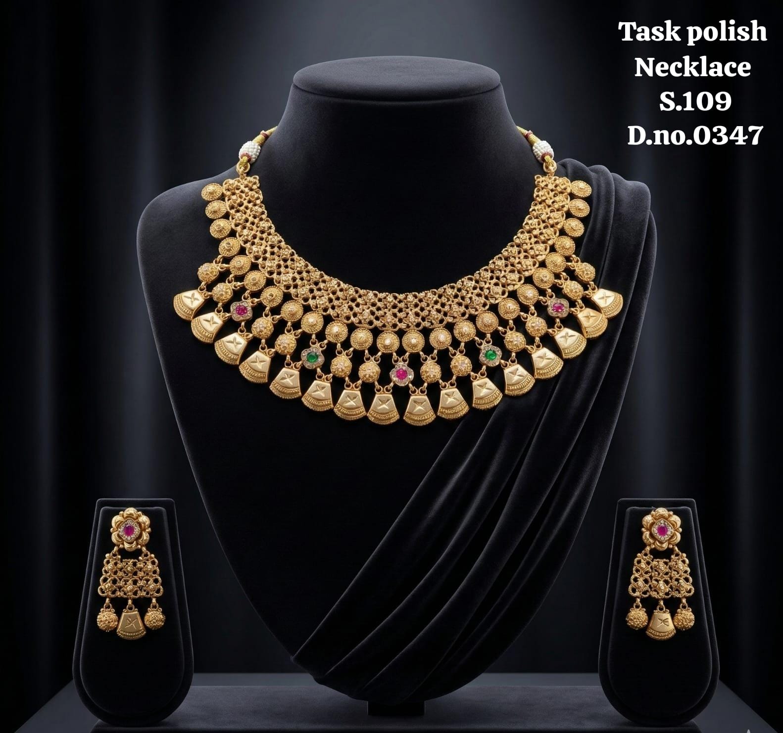 Traditional Rajwadi Style Statement Necklace with Matching Earrings